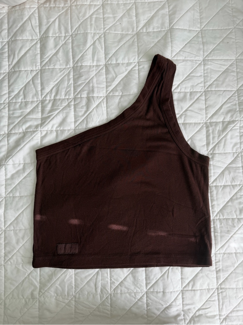 set active brown one shoulder tank top